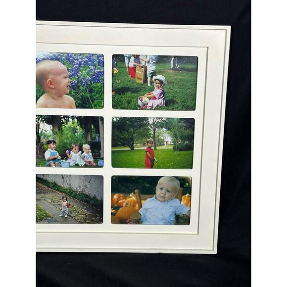 White Wall Picture Frame for Six 4 x 6 Photos 15 “ Square EX - Picture 3 of 5
